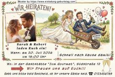 Die Einladungskarte zur Hochzeit mit Ihrem Foto in einem Fenster