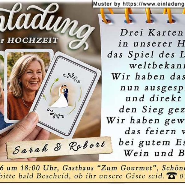 die Einladung zur Hochzeit mit Ihrem Foto und dem Verkehrsschild
