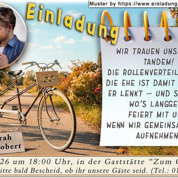die Einladung zur Hochzeit mit Ihrem Foto und dem Urteilsspruch