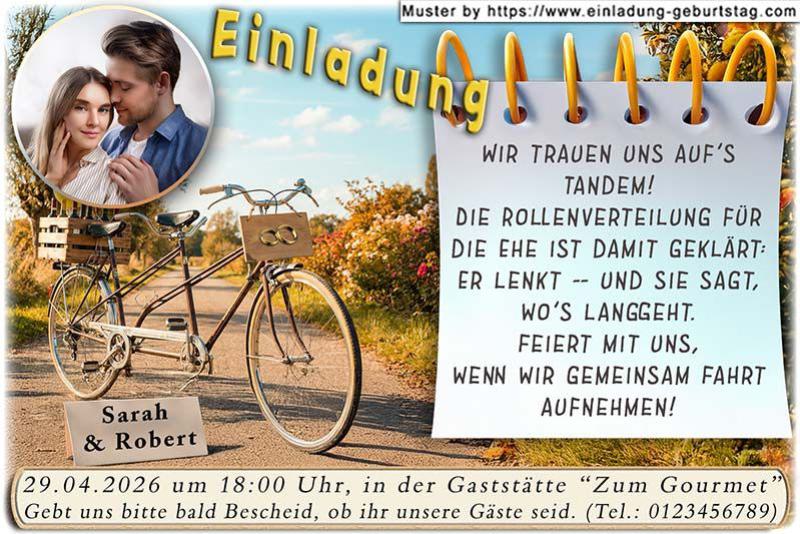 die Einladung zur Hochzeit mit Ihrem Foto und dem Urteilsspruch