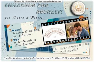Die Einladung zur Hochzeit mit Ihrem Foto in einem Filmstreifen