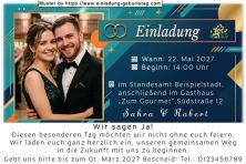 Die Einladung zur Hochzeit mit Ihrem Foto im Großformat und einer Goldkontur
