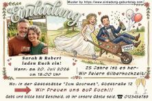 Die Einladung zur Silberhochzeit mit Ihrem Foto neben einem lustigen Bild