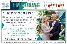 Die Einladung zur Silberhochzeit mit Ihrem Foto im Hochformat