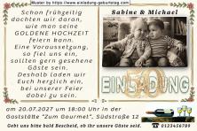 Die lustige Einladung zur Goldenen Hochzeit mit Ihren sehr frühen Planungen für Ihre Feier - Sie 2 als Babys
