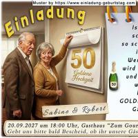 Die lustige Einladung zur Goldenen Hochzeit - Wie schnell doch die Zeit verhangen ist, aber ein Wandkalender lügt nicht.