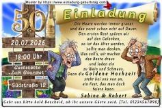 Die lustige Einladungskarte zur Goldenen Hochzeit mit dem Ehewecker