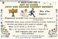 Einladung Goldene Hochzeit lustig - 50 Jahre ist es her - Sie auf dem Weg zum Standesamt