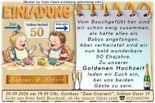 Einladung Goldene Hochzeit lustig - 2 Babys am Tisch verstehen sich super, vom Bauchgefühl her sind Sie schon ewig zusammen