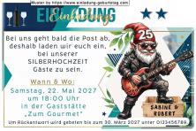 Die lustige Einladung zur Silberhochzeit, die zeigt, dass bei Ihnen bald die Post abgeht.