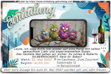 Die lustige Einladung zur Silberhochzeit mit den bunten Vögeln, die nur noch zu guten Feiern gehen - Ihrer natürlich.