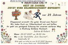 Die lustige Einladung zur Silberhochzeit - seit 25 Jahren - Ihr Abenteuer Ehe