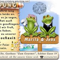 Die lustige Einladung zur Silberhochzeit mit dem Froschpaar