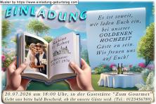 Einladung Goldene Hochzeit Foto als Seite eines Buches