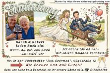 Einladung Goldene Hochzeit Foto neben einem lustigen Bild