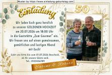 Einladung Goldene Hochzeit Foto auf einer dekorativen Einladungskarte