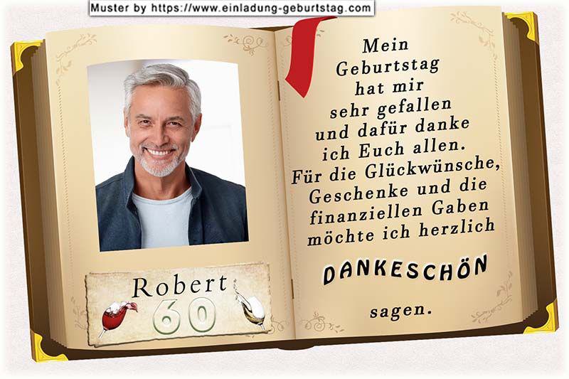 Die Dankeskarte zum Geburtstag mit Ihrem Foto als Seite eines aufgeschlagenen Buches. Auf der Seite daneben befindet sich Ihr Danksagungstext.