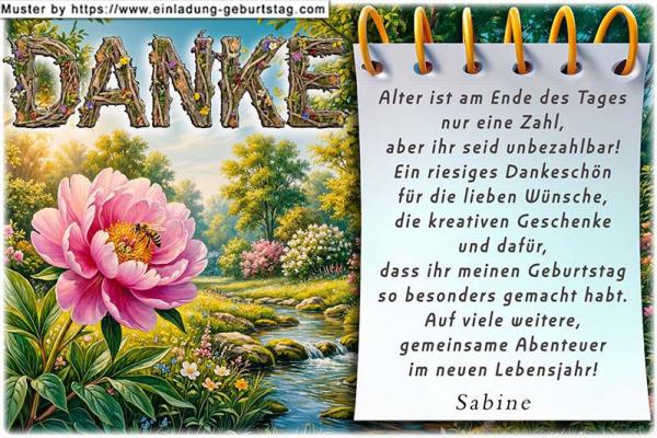 Danksagungskarte Geburtstag mit Ihrem eigenen Danksagungstext - die Biene in der Blüte