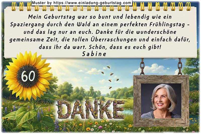 Danksagungskarte Geburtstag mit Ihrem eigenen Danksagungstext und mit Ihrem Foto