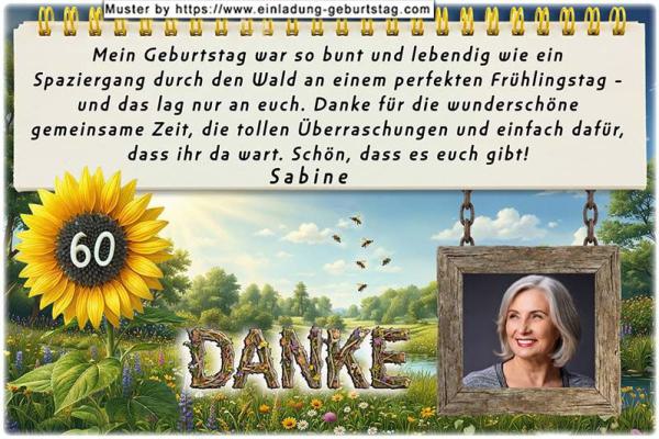 Danksagungskarte Geburtstag mit Ihrem eigenen Danksagungstext und mit Ihrem Foto