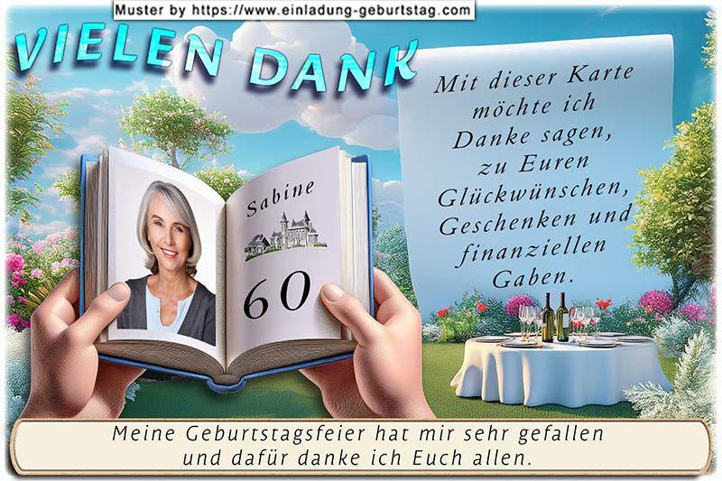 Danksagungskarte Geburtstag mit Ihrem eigenen Danksagungstext - Ihr Foto als Seite eines Buches