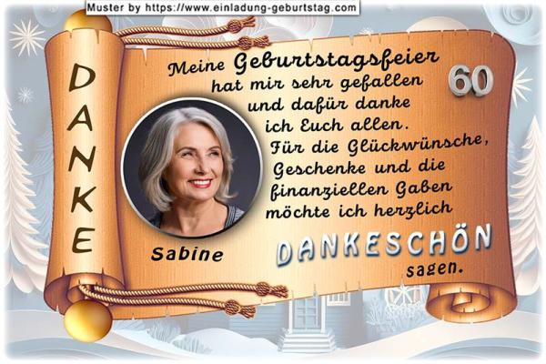 Danksagungskarte Geburtstag mit Ihrem eigenen Danksagungstext - Ihr Foto auf einer Schriftrolle