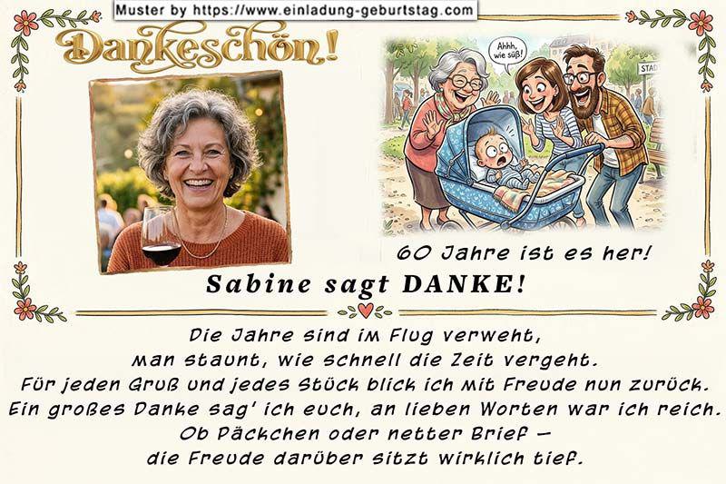 lustige Danksagungskarte Geburtstag mit Ihrem eigenen Danksagungstext und Ihrem Foto