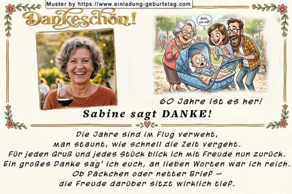 lustige Danksagungskarte Geburtstag mit Ihrem eigenen Danksagungstext und Ihrem Foto