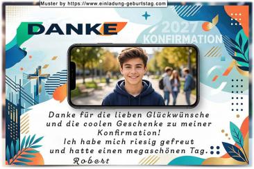 die Danksagungskarte zur Konfirmation mit deinem Foto im Display eines Handys