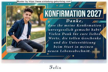 die Danksagungskarte zur Konfirmation mit deinem Foto dezent umrahmt
