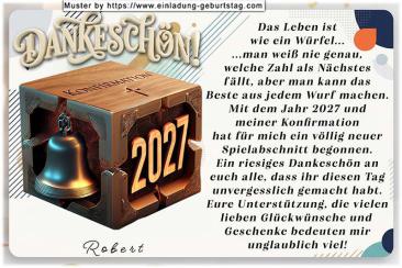 Die Danksagung zur Konfirmation mit dem besonderen Würfel