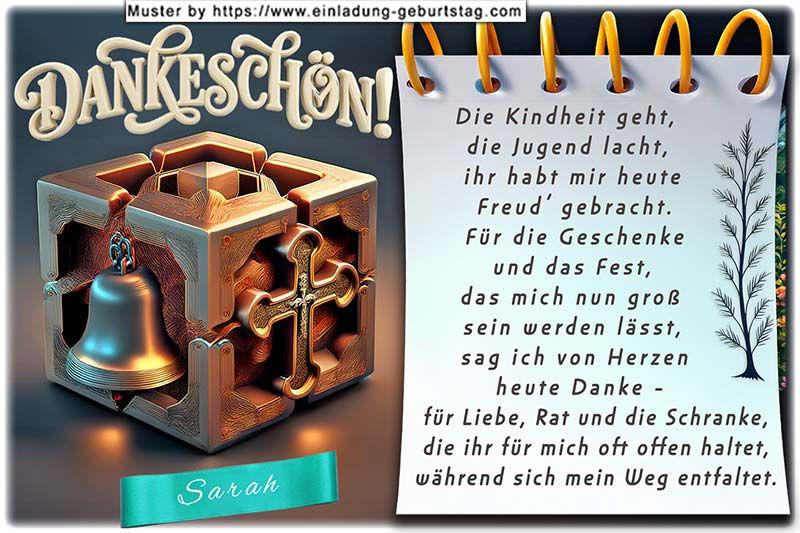 Die Danksagungskarte zur Konfirmation mit deinem Foto in einem Fenster