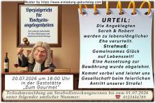 lustige Hochzeitseinladung mit witzigem änderbaren Text als Urteilsspruch eines Richters