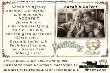 Die lustige Einladung zur Hochzeit mit dem frühen Planungen für die Feier, Sie beide als Babys