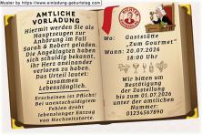 lustige Hochzeitseinladung mit witzigem änderbaren Text als amtliche Vorladung