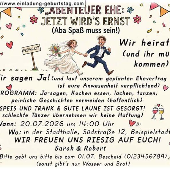 Einladungskarte Hochzeit lustig 16