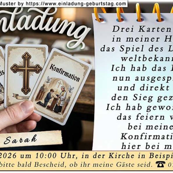 Die lustige Einladungskarte zur Konfirmation mit den Hinweisen für die Gäste