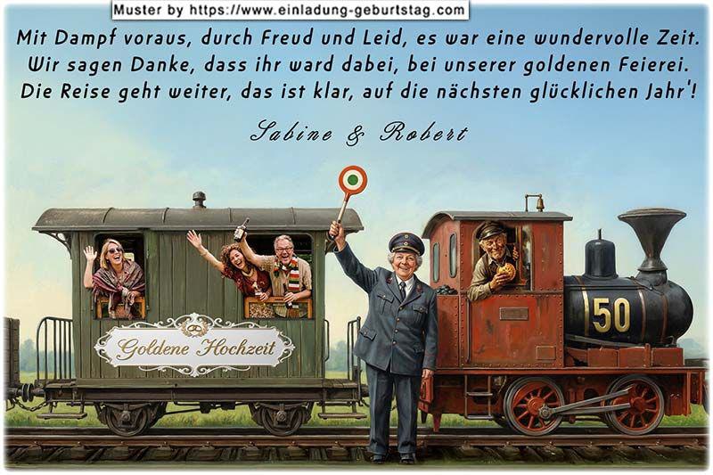die lustige Danksagungskarte zur Goldenen Hochzeit mit dem gastfreundlichen Paar