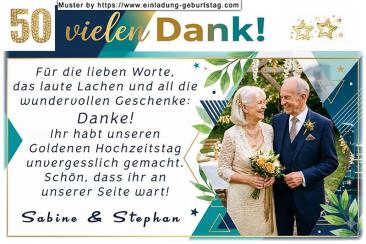 Die Danksagung zur Goldenen Hochzeit mit Ihrem Foto im Hochformat