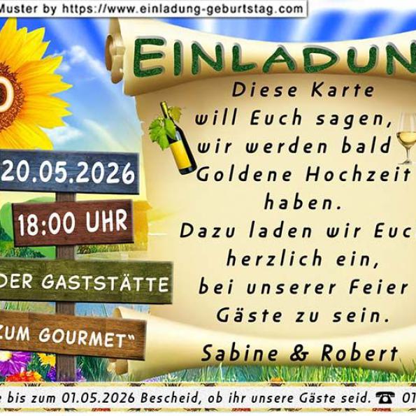Die Einladung zur Goldenen Hochzeit mit Ihren Wunschsäckchen