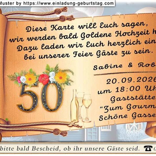 Die Einladung zur Goldenen Hochzeit mit der Filmklappe