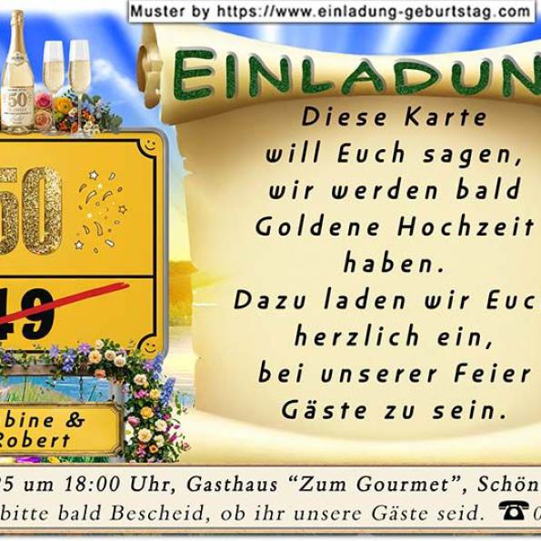 Die Einladung zur Goldenen Hochzeit mit der Sonnenblume