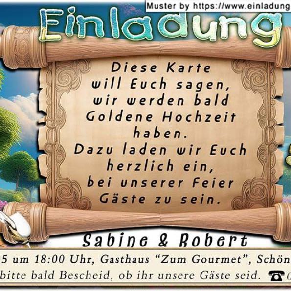 Einladungskarte Goldene Hochzeit originell 09