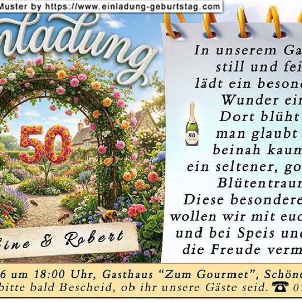 Einladungskarte Goldene Hochzeit originell 10