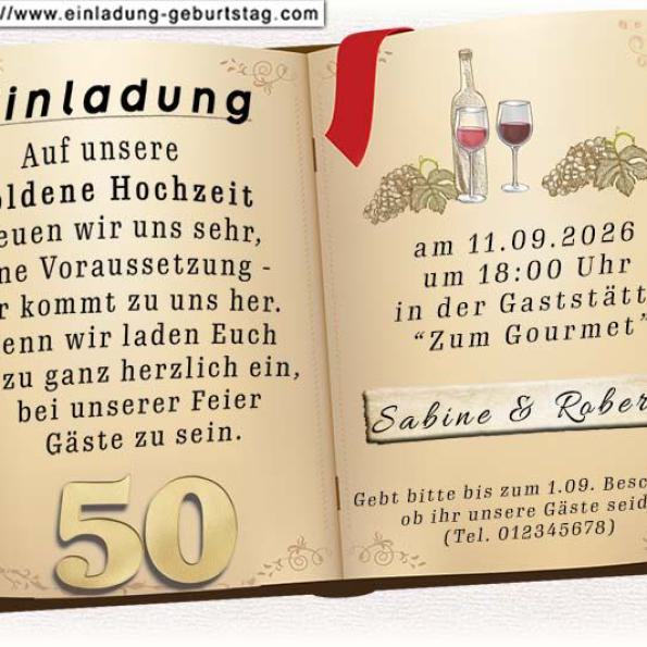 Einladungskarte Goldene Hochzeit originell 12