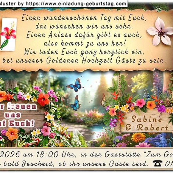 Einladungskarte Goldene Hochzeit originell 13