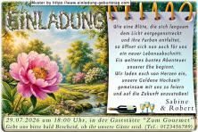 Die Einladung zur Goldenen Hochzeit mit der Biene in einer Blüte