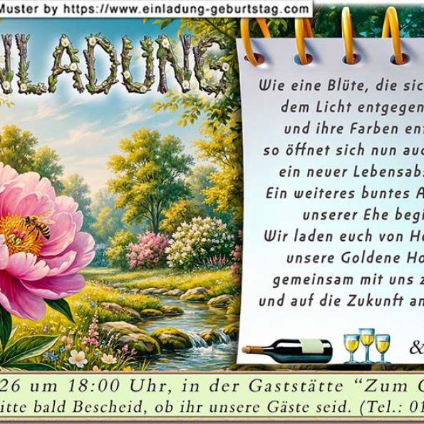 Einladungskarte Goldene Hochzeit originell 14