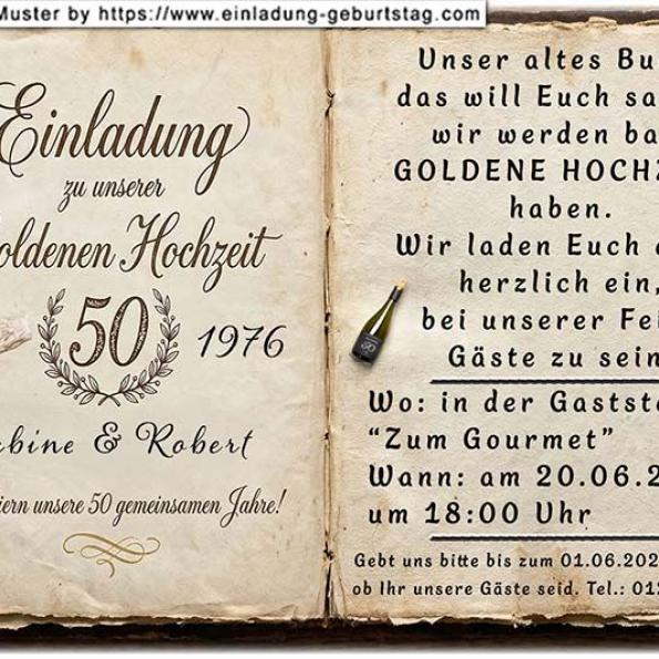 Einladungskarte Goldene Hochzeit originell 15