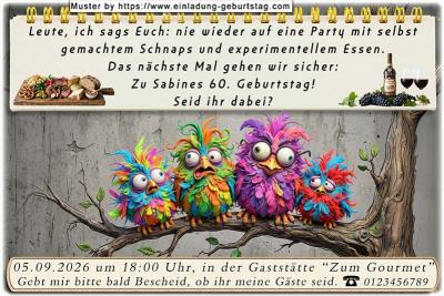 lustige Einladung Geburtstag – die lustigen Vögel haben Feiererfahrung